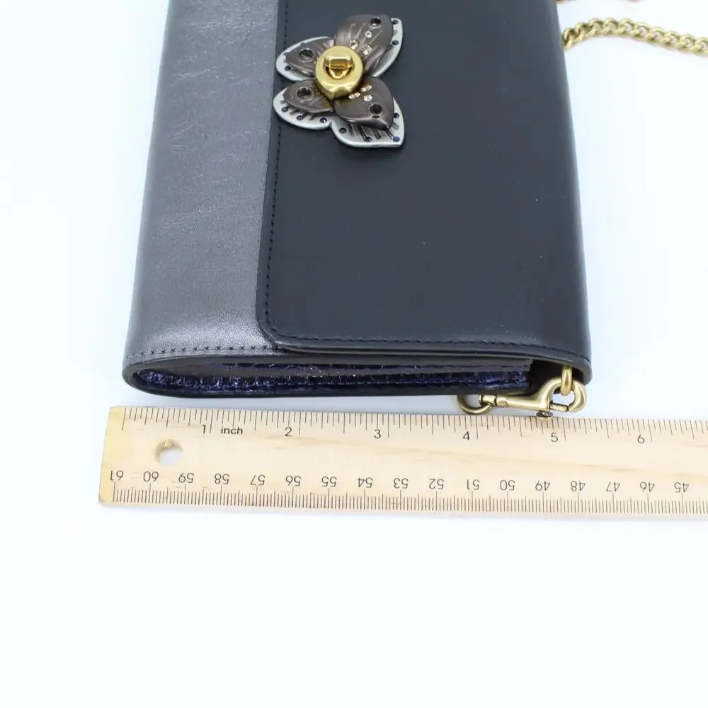 COACH Marlow Jeweled Turnlock Butterfly Leather chain Clutch Crossbody 73319